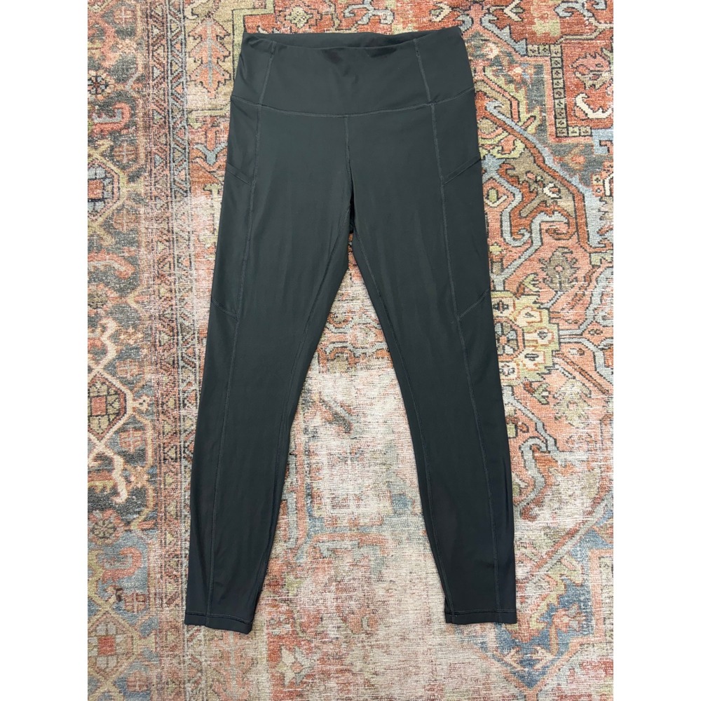 CRZ YOGA Womens High Waisted 7/8 Leggings with Pockets Dark Green Size M 8-10